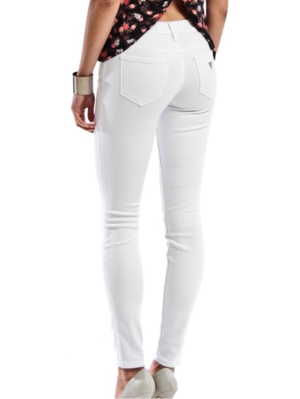 Guess White Denim Power Skinny Low Rise Jean Cotton/Spandex Blend 5 Pocket-27W - Picture 8 of 13